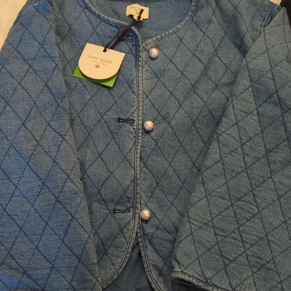 Kate Spade Blue Quilted Jean Jacket
